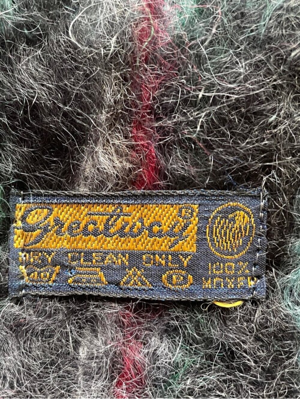 Vintage Black Multicoloured 100% Mohair Wool Fringed Scarf - 55 x 11.5" - Picture 5 of 9